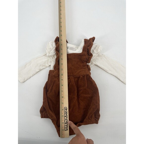 Ruffle Corduroy Romper Brown One Piece Set Holiday Fall 18-24 Month - Picture 6 of 14